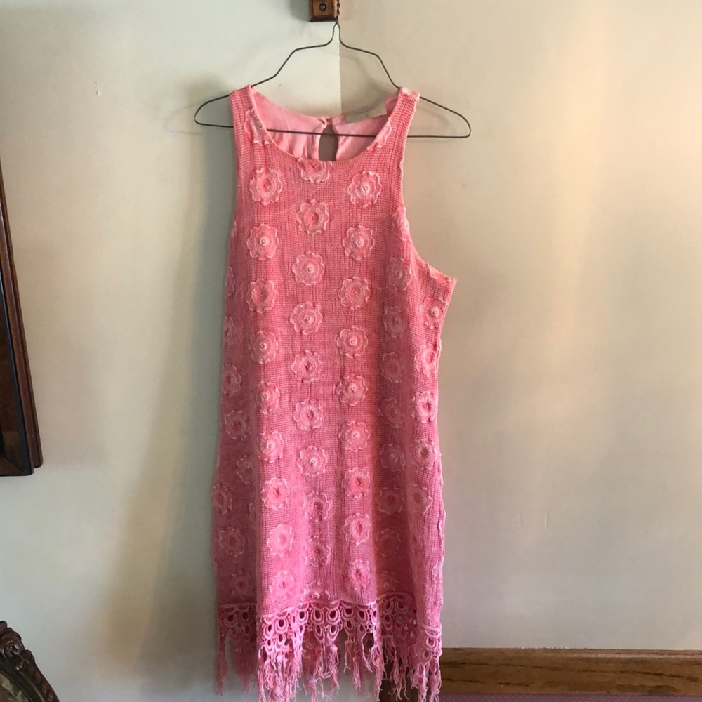 Pretty pink language tank top dress size small S